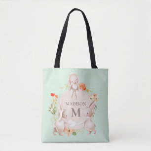 Monogram Bunny Rabbits Floral Oaster Personalisier
