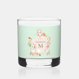 Monogram Bunny Rabbits Floral Oaster Personalisier Whiskyglas
