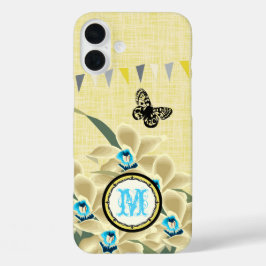 Monogram Bunting Vintag Orchid iPhone 16 Plus Hülle