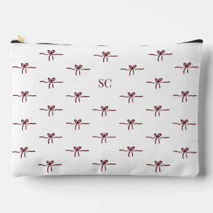 Monogram Burgund Bow Weiß Modern Travel Large Zubehörtasche