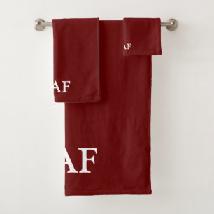 Monogram Burgunderrot Dunkelrot Weiß Badhandtuch Set