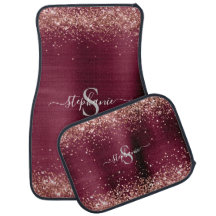 Monogram Burgundy Brown Imitats-Glitzer Girly Glam