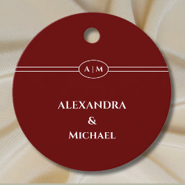 Monogram Burgundy Christian Wedding Thank You Geschenkanhänger