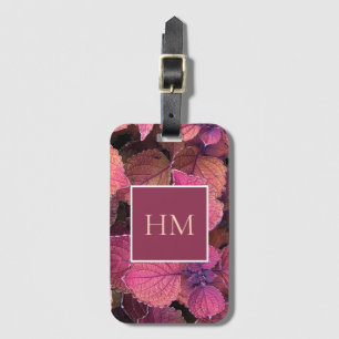 Monogram Burgundy Cream-Blätter Gepäckanhänger