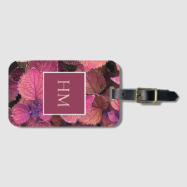 Monogram Burgundy Cream-Blätter Gepäckanhänger