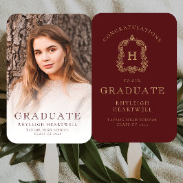 Monogram Burgundy Gold Foto Abschluss Fächer