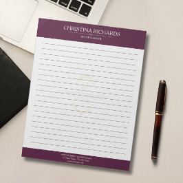 Monogram Burgundy Moderne Elegant Lined Notizblock