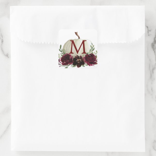 Monogram Burgundy Pumpkin-Umschlag Aufkleber (Tasche)