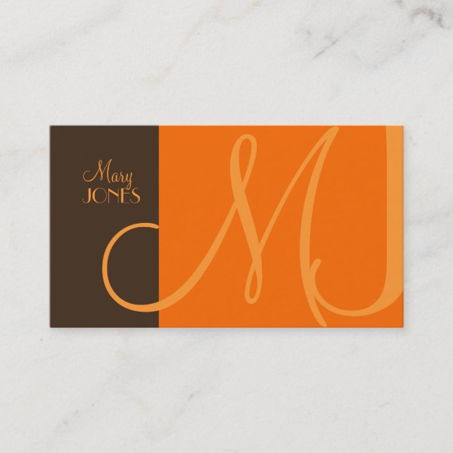 Monogram Business Card en Retro Farben Visitenkarte (Vorderseite)