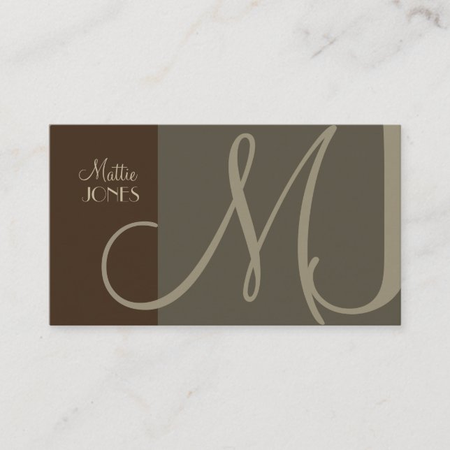 Monogram Business Card en Retro Farben Visitenkarte (Vorderseite)