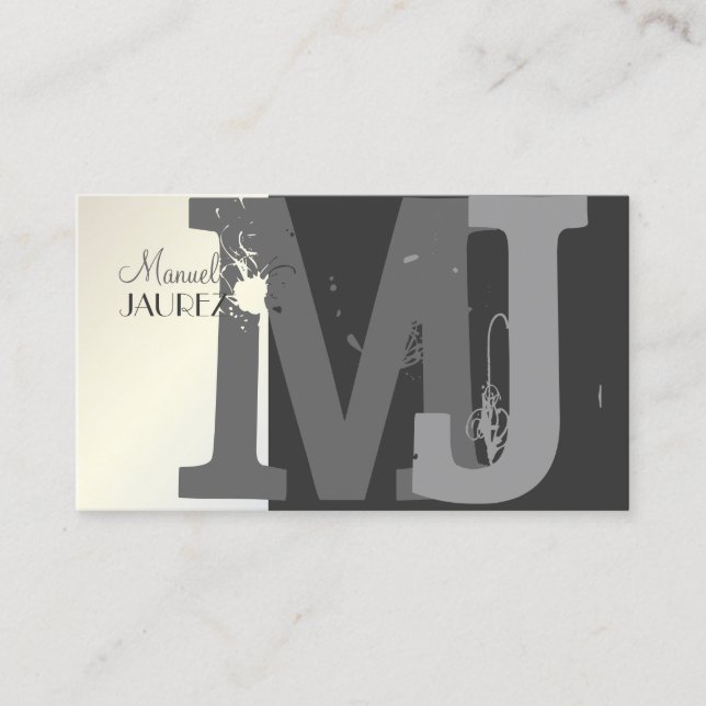 Monogram Business Card en Retro Farben Visitenkarte (Vorderseite)