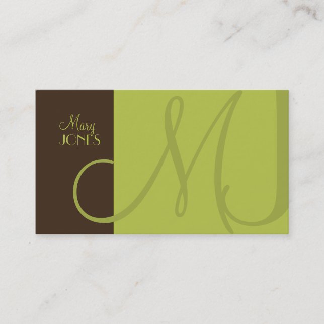 Monogram Business Card en Retro Farben Visitenkarte (Vorderseite)