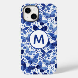 Monogram Butterfliy Watercolor Blue Case-Mate iPhone 14 Hülle