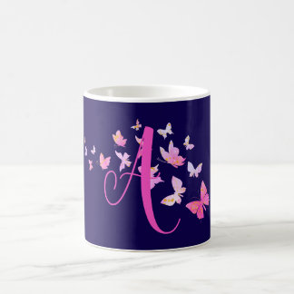 Monogram Butterfly Blue Pink Kaffeetasse
