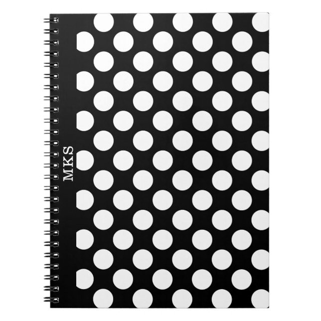 Monogram BW Polka Dotsheet Notizblock (Vorderseite)