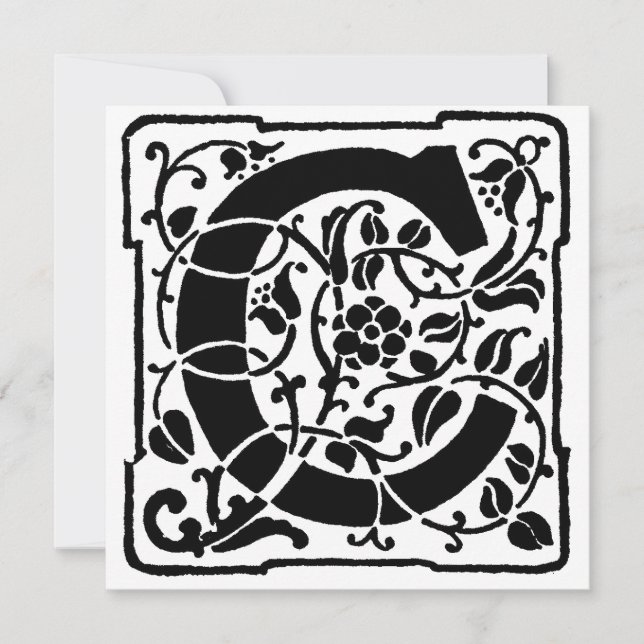 Monogram C Initial Black and White Floral Pattern (Vorderseite)