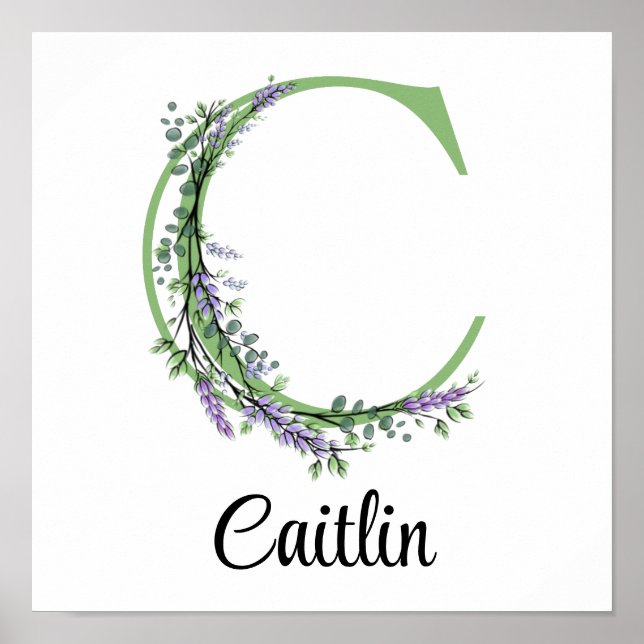 Monogram C Lavender Eucalyptus Kinderzimmer Poster (Vorne)