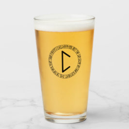 Monogram C - Viking Style - Pint Glass Glas