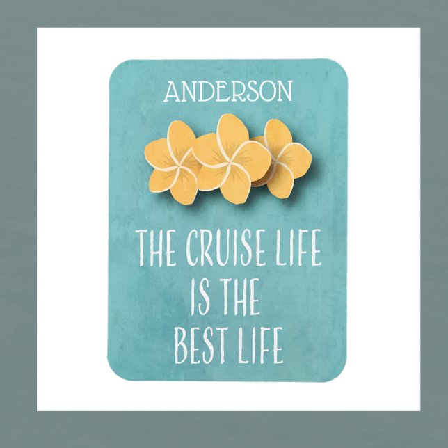 Monogram Cabin Door für die tropische Blume im Cru Magnet (Beautiful cruise ship magnet for your next cruise. Floral with cruise quote and your name.)