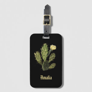 Monogram Cactus Blume Vintag Black Luggage Tag Gepäckanhänger