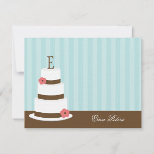 Monogram Cake Danke Cards - Blau Mitteilungskarte