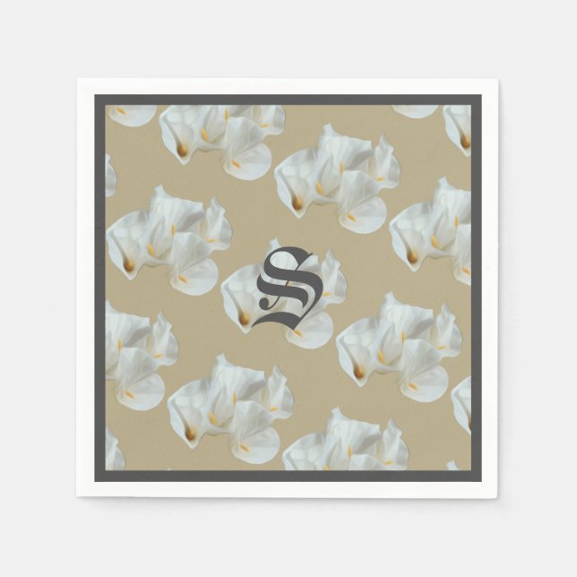 Monogram Calla-Lilien Serviette (Vorderseite)