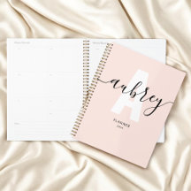 Monogram Calligraphy Girly Blush Pink