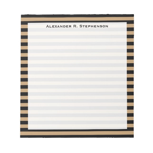 Monogram Camel Brown and Black Strip Notizblock (Vorderseite)