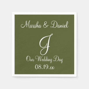 Monogram Camouflage Green Simple Single Color Pape Serviette