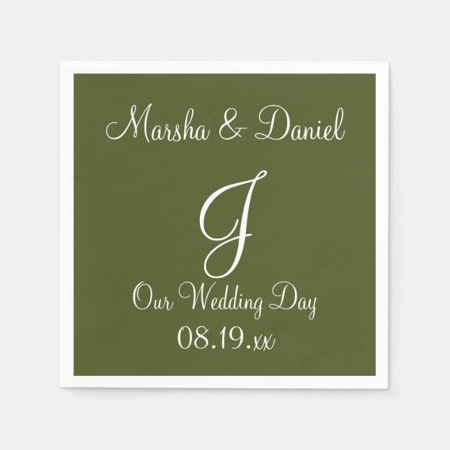 Monogram Camouflage Green Simple Single Color Pape Serviette (Vorderseite)