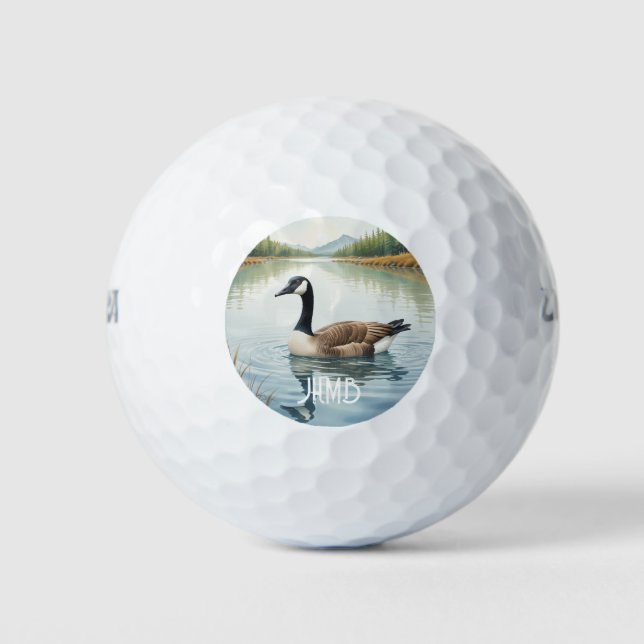 Monogram Canada Goose Bird Nature Animal Golfball (Vorderseite)