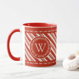 Monogram Candy Cane Stripe Tasse