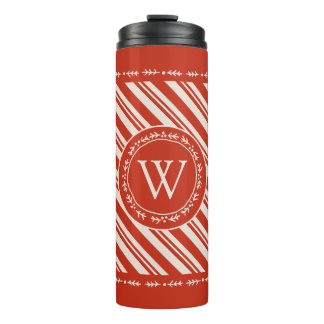 Monogram Candy Cane Stripe Thermosbecher