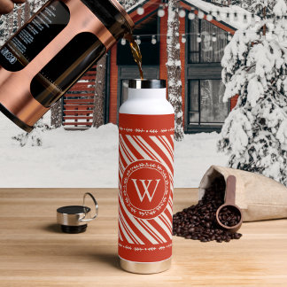 Monogram Candy Cane Stripe Trinkflasche