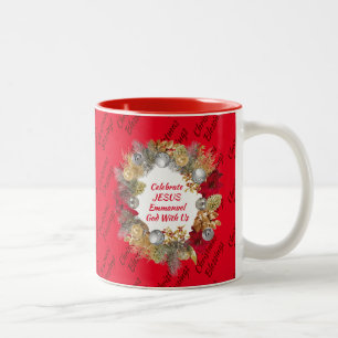 Monogram CELEBRATE JESUS Red Christmas Zweifarbige Tasse