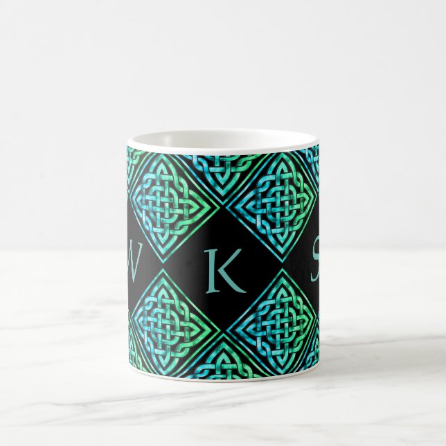 Monogram Celtic Blue Green 3 Letters Tasse (Mittel)