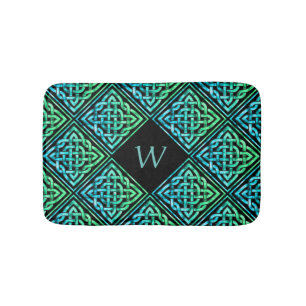 Monogram Celtic Knot Blue Green Bath Mat Badematte