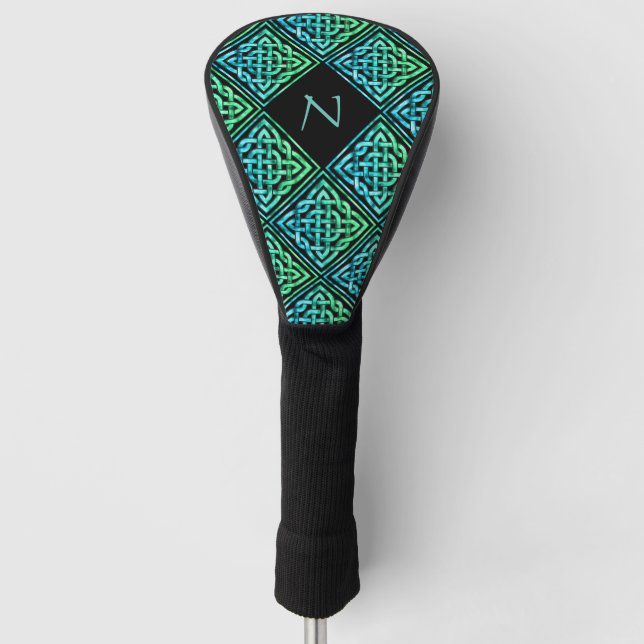 Monogram Celtic Knot Blue Green Golf Treiberabdeck Golf Headcover (Vorderseite)
