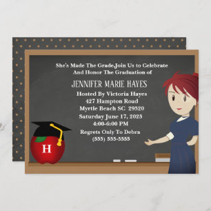 Monogram Chalkboard Teacher Abschluss Einladung