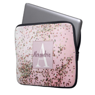 Monogram Champagne Pink Confetti Laptopschutzhülle
