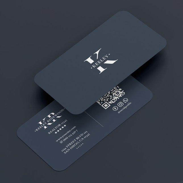 Monogram Charcoal Blue Modern Simple Initial Visitenkarte (Monogram Charcoal Blue Modern Simple Initial Business Card
)