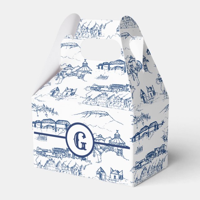 Monogram Chattanooga Toile Blue Geschenkschachtel (Vorderseite)