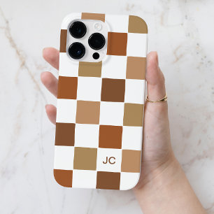 Monogram Checkered Brown Modern Simple Pattern Case-Mate iPhone 14 Pro Max Hülle