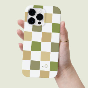 Monogram Checkered Green and Beige Modern Pattern Case-Mate iPhone 14 Pro Max Hülle