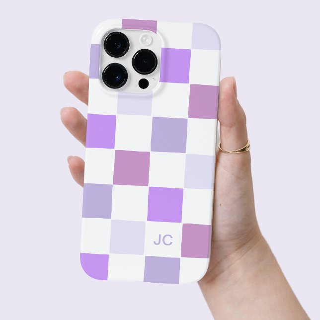 Monogram Checkered Lila Lavender Modern Patterns Case-Mate iPhone Hülle (Monogram Checkered Purple Lavender Modern Pattern Case-Mate iPhone Case)