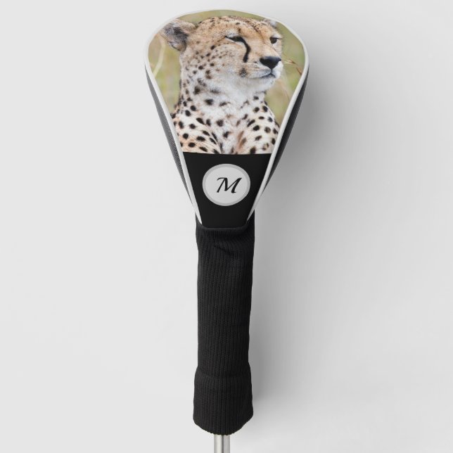 Monogram Cheetah Wildlife personalisiert Golf Headcover (Vorderseite)