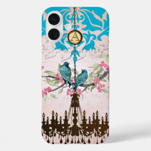 Monogram Cherry Blossom Bird Chandelier iPhone iPhone 16 Plus Hülle