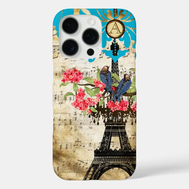 Monogram Cherry Blossom Love Bird Chandelier Case-Mate iPhone Hülle (Rückseite)