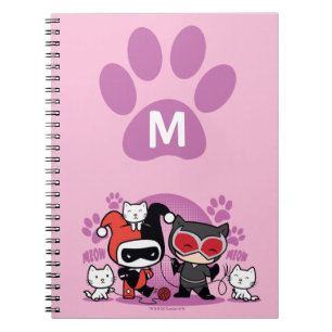 Monogram Chibi Harley Quinn & Catwoman mit Katzen Notizblock