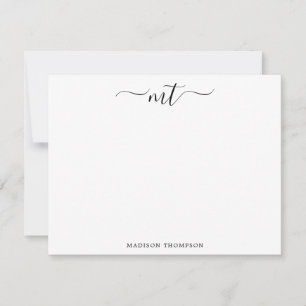 Monogram Chic Black Personalisiert Stationery Mitteilungskarte